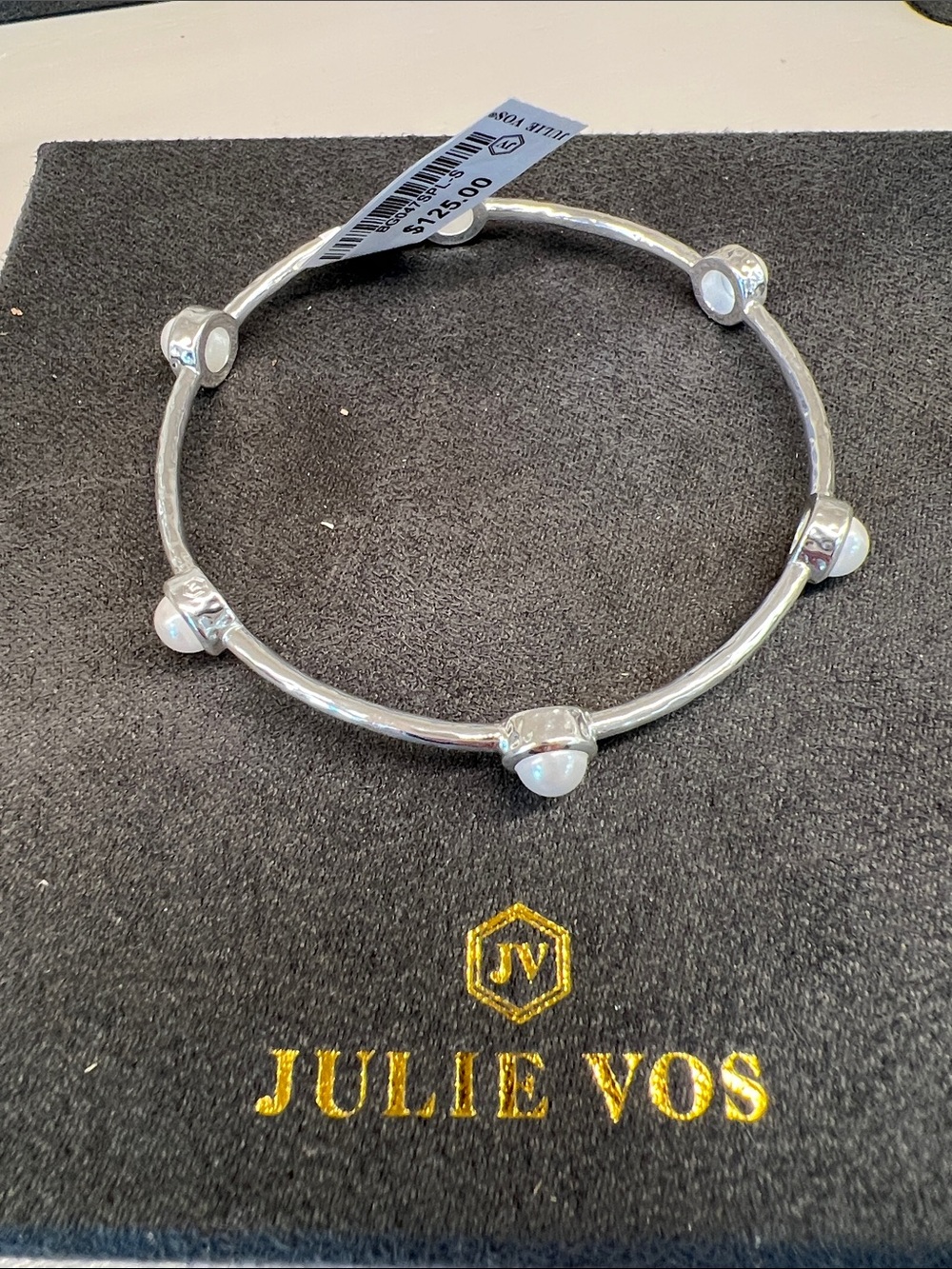 Julie Vos Silver Bracelet with White Pearls